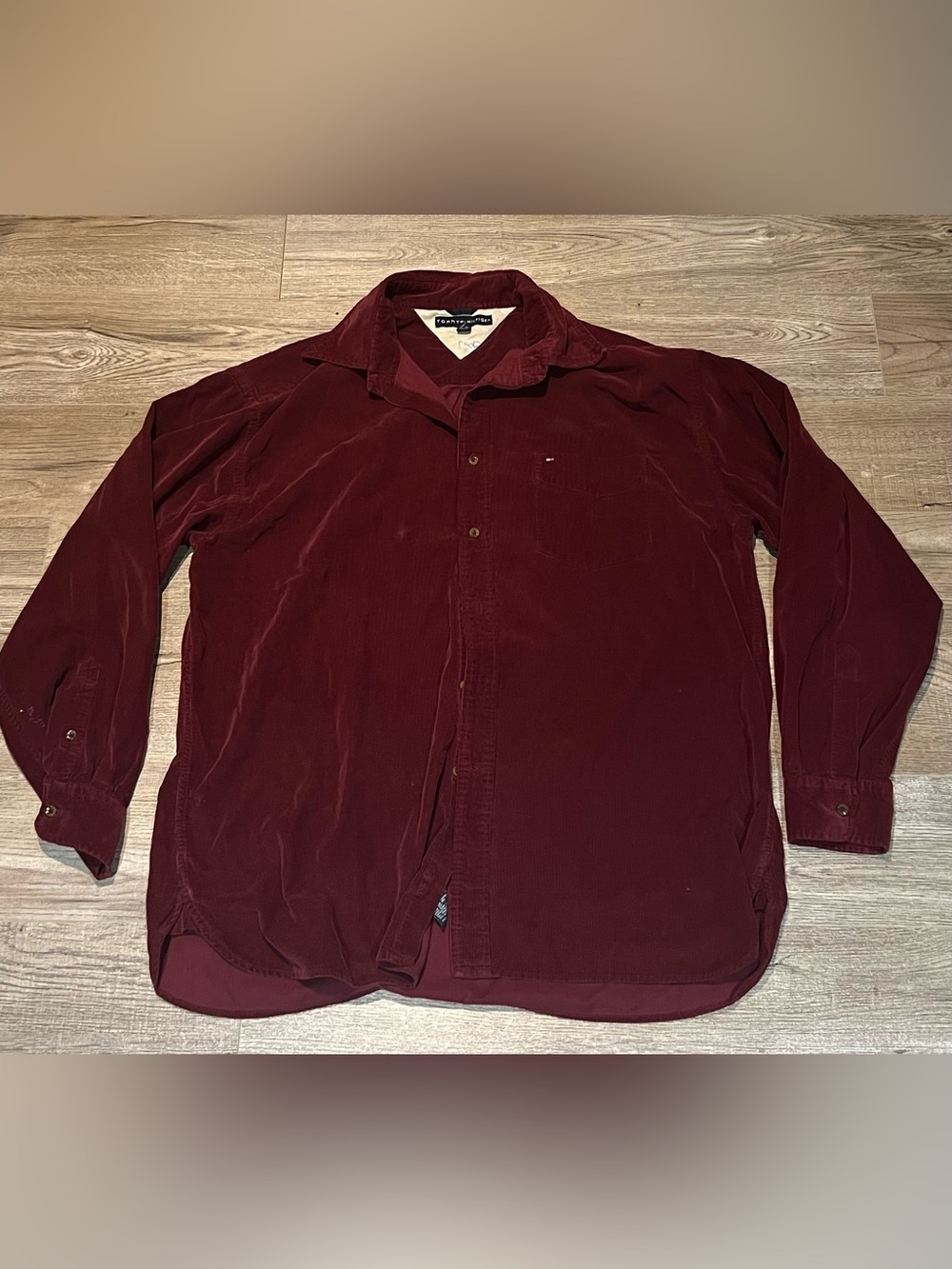 Tommy Hilfiger Men's Deep Wine Corduroy Button-Down Shirt